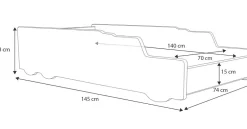 Enfant Kobi Lit simple Rocket 140x70 avec matelas