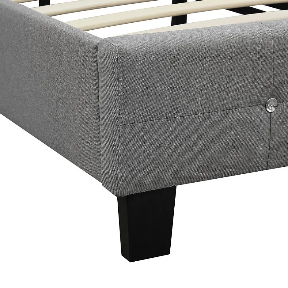 Idimex Lit simple TICO, 90 x 190 cm, capitonné avec sommier, revêtement en tissu gris Outlet