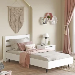 [En.Casa] Lit simple Vesanto 100 x 200 cm blanc noir en.casa