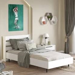 [En.Casa] Lit simple Vesanto 100 x 200 cm blanc noir en.casa