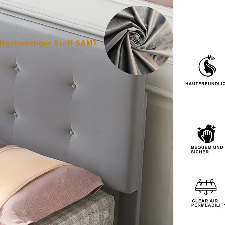 Okwish Lit Simple 90x200 cm - avec 2 Tiroirs Pratique, Sans Matelas, Lit Confortable en Velours Gris Sale