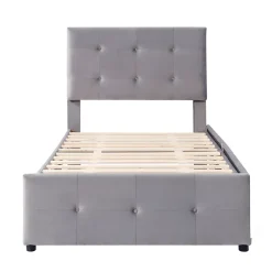 Okwish Lit Simple 90x200 cm - avec 2 Tiroirs Pratique, Sans Matelas, Lit Confortable en Velours Gris Sale