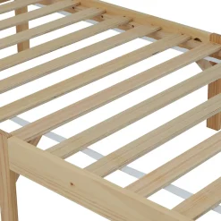 Okwish Lit Simple 90x200 cm - Lit Ado ou Adulte Sans Matelas - Bois de Pin Massif - Blanc et Naturel