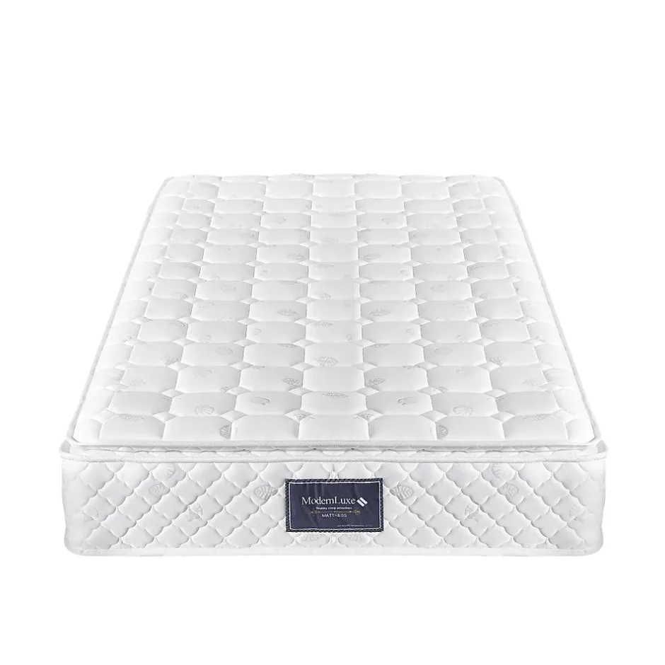 Generique Lit simple 90x200 cm - Lit adulte capitonné avec sommier à lattes - Lin - Matelas Inclus - Gris Sale