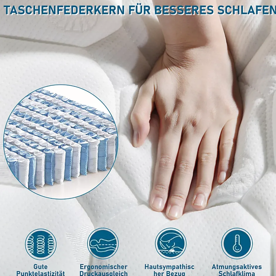 Generique Lit simple 90x200 cm - Lit adulte capitonné avec sommier à lattes - Lin - Matelas Inclus - Gris Sale