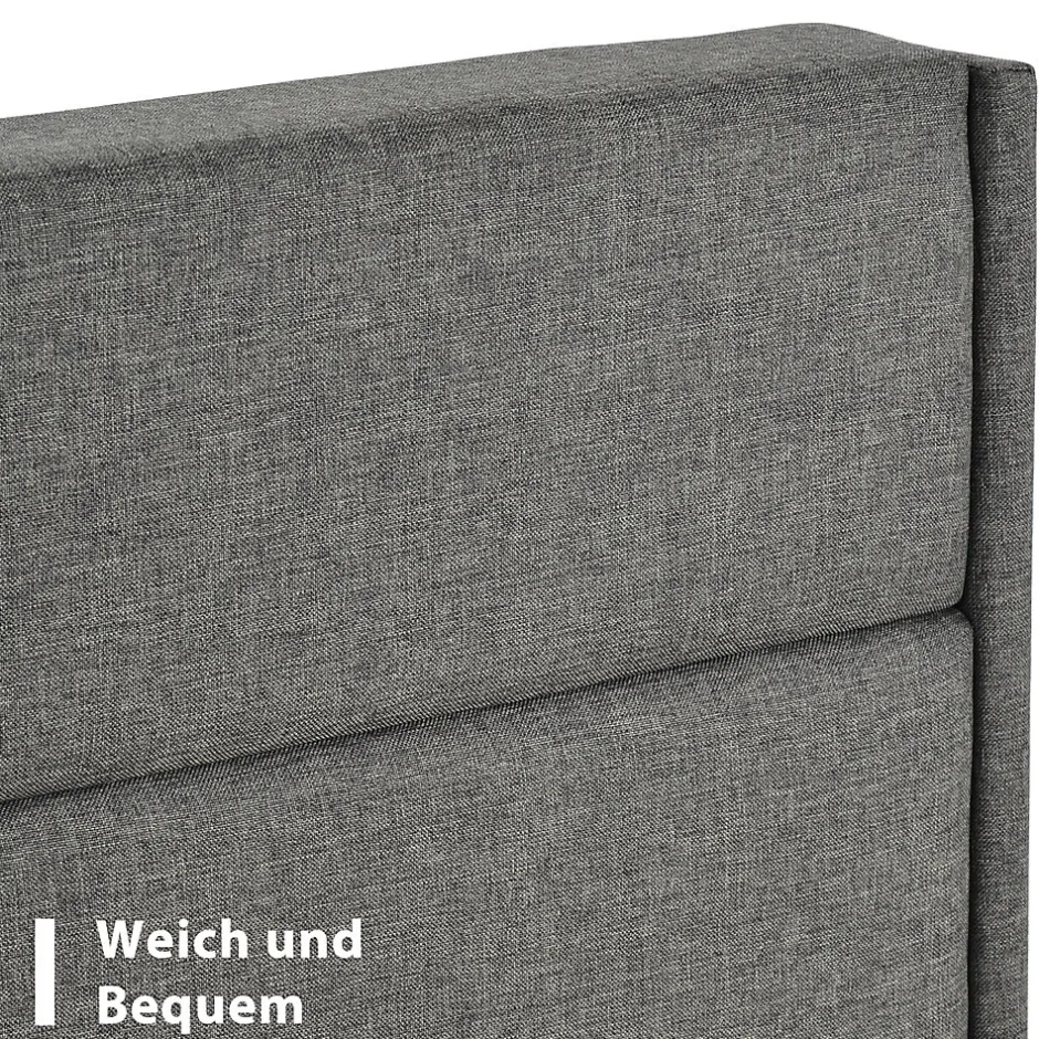 Okwish Lit simple 90x200 cm - Lit adulte capitonné avec tête de lit - Lin - Sans Matelas - Gris Foncé New