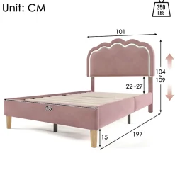 Okwish Lit simple 90x190 cm - Lit capitonné avec tête de lit LED réglable - Velours - Sans Matelas - Rose Sale