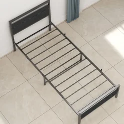Okwish Lit Simple 90x200 cm - Lit en Métal Noir Robuste Gain de Place pour Petite Chambre - Sans Matelas Clearance