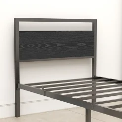 Okwish Lit Simple 90x200 cm - Lit en Métal Noir Robuste Gain de Place pour Petite Chambre - Sans Matelas Clearance