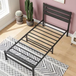Okwish Lit Simple 90x200 cm - Lit en Métal Noir Contemporain et Durable pour Chambre Ado - Sans Matelas Clearance