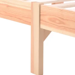 Okwish Lit Simple 90x200 cm - Lit Futon Naturel avec Tête de Lit en Bois Massif - Sommier Inclus - Minimaliste Scandinave - Sans Matelas