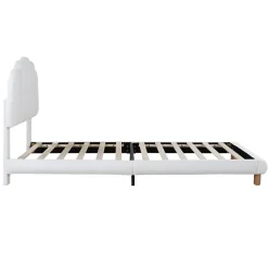 Generique Lit simple 90x200 cm avec tête de lit, sommier en bois, cadre plateforme, pour enfant, blanc New