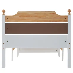 ProximaX Lit simple 90x200 cm en bois de pin avec pied central, tête et pied en MDF, design Colour-Blocking blanc, lit pour ado et adulte