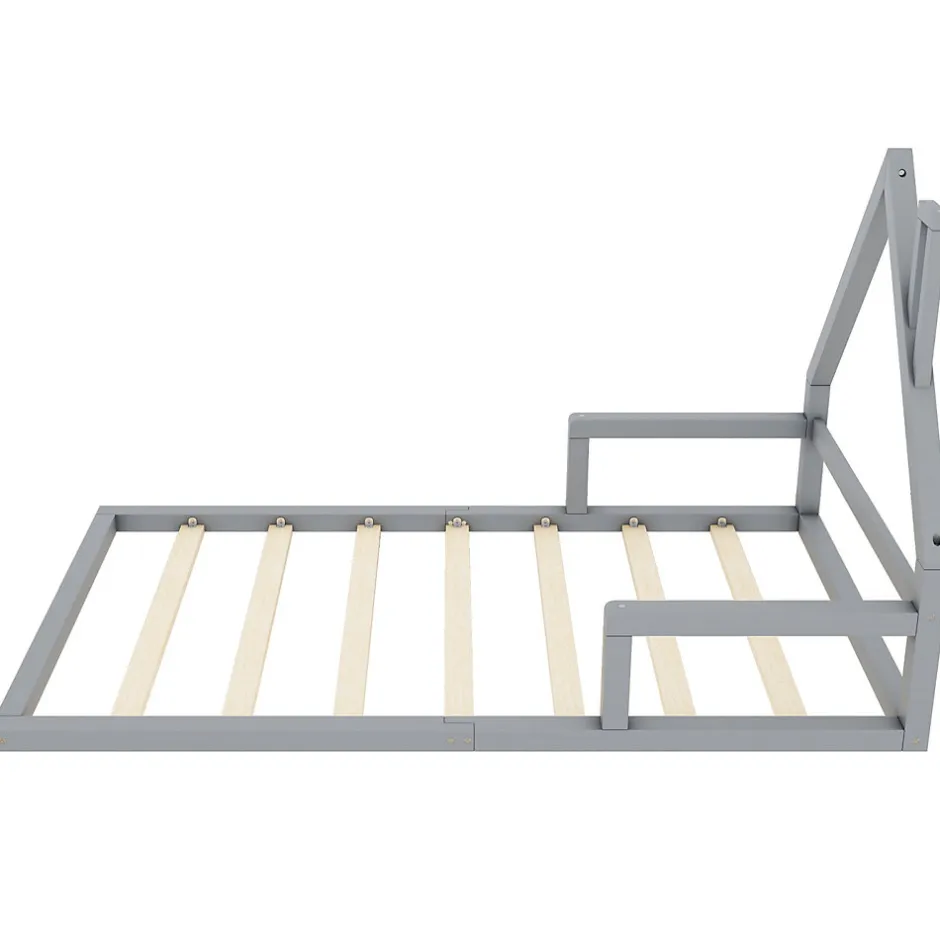 ProximaX Lit Simple 90x200 cm en Pin Massif Gris, Design Minimaliste, Confort et Sécurité pour Chambre