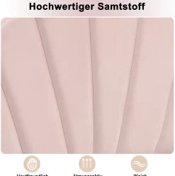 Okwish Lit simple 90x200 cm, Lit Capitonné avec Tête de Lit Coquillage Réglable et Pieds Dorés - Rose, Sans Matelas Online