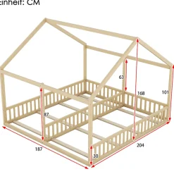ProximaX Lit simple 90x200 cm modèle maison naturel, lit bas 2-en-1 pour enfants et adolescents, design ludique et multifonction Discount