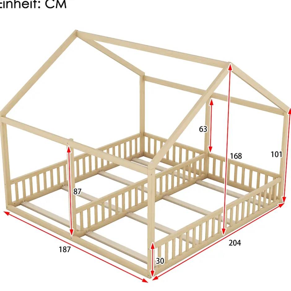 ProximaX Lit simple 90x200 cm modèle maison naturel, lit bas 2-en-1 pour enfants et adolescents, design ludique et multifonction Discount