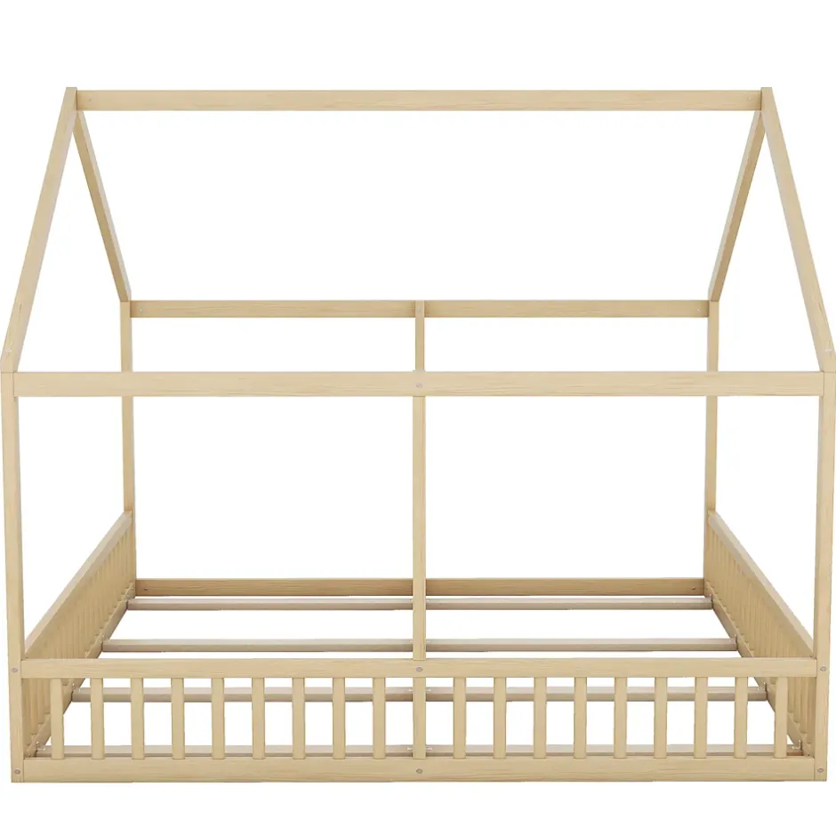 ProximaX Lit simple 90x200 cm modèle maison naturel, lit bas 2-en-1 pour enfants et adolescents, design ludique et multifonction Discount
