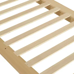 ModernLuxe Lit simple 90x200cm - tête de lit rembourrée amovible - bois massif + éponge + contreplaqué - Naturel (matelas non inclus) Outlet