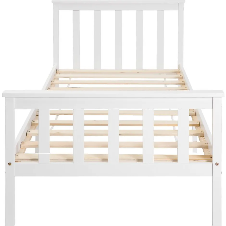Blackcolors Lit Simple 90x200cm Bois Tête De Lit Pin Blanc
