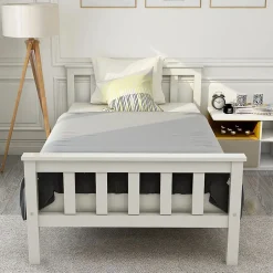 Blackcolors Lit Simple 90x200cm Bois Tête De Lit Pin Blanc