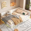 Enfant Fortuna lai Lit Simple 140x200cm, Canapé-Lit avec Éclairage Ambiant, USB, Typ-C, Blanc