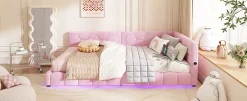 Fortuna lai Lit Simple 140x200cm, Canapé-Lit avec Éclairage Ambiant, USB, Typ-C, Rose Sale