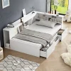 ModernLuxe Lit simple 90x200cm en bois massif - avec rangements multifonctions - Blanc Discount
