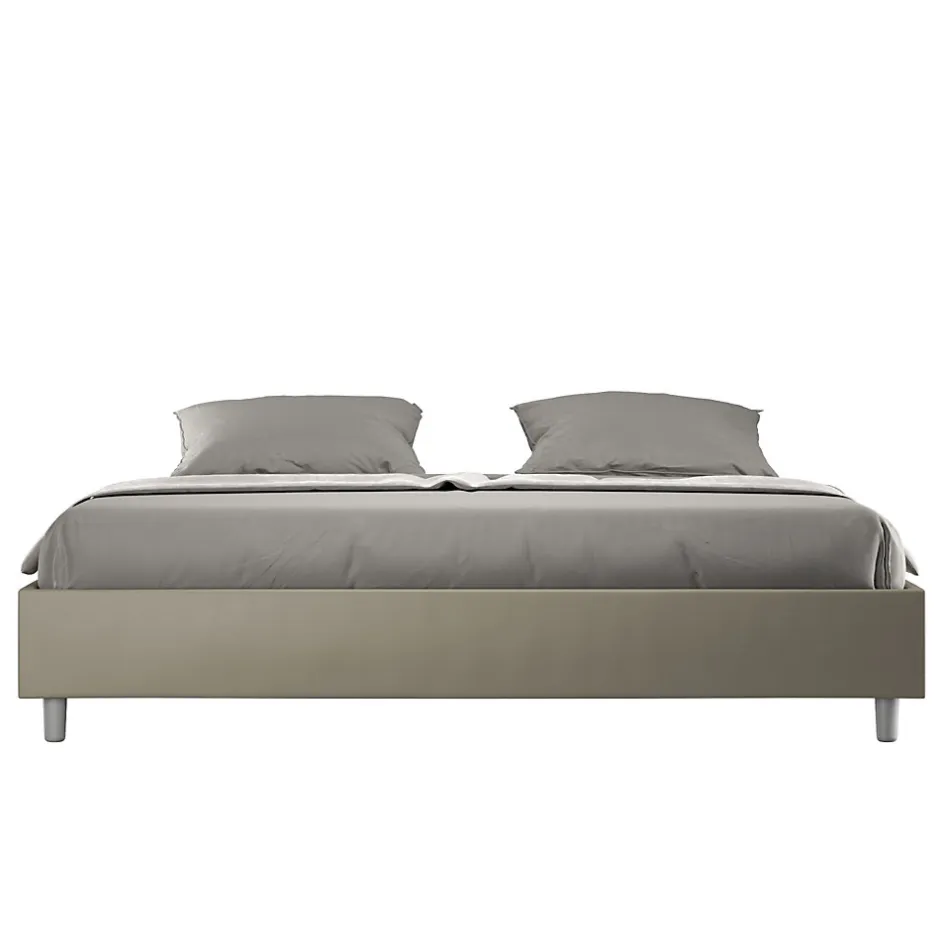 Ityhome Lit sommier avec sommier capitonné 180x210 cappuccino simili cuir Azelia
