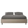 Ityhome Lit Sommier avec sommier capitonné 160x200 Azelia simili cuir gris tourterelle