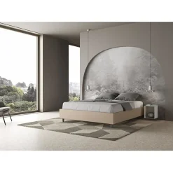 Ityhome Lit Sommier avec sommier capitonné 160x200 Azelia simili cuir gris tourterelle