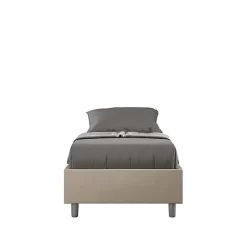 Ityhome Lit Sommier avec sommier capitonné 80x210 Azelia simili cuir gris tourterelle New
