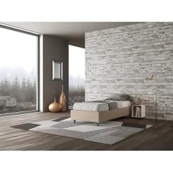 Ityhome Lit Sommier avec sommier capitonné 80x210 Azelia simili cuir gris tourterelle New