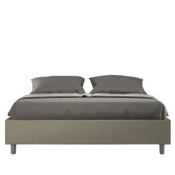 Ityhome Lit sommier sans sommier capitonné 160x190 simili cuir cappuccino Azelia