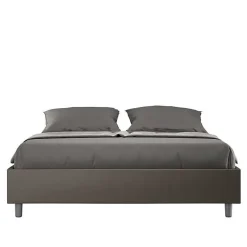 Ityhome Lit sommier sans sommier capitonné 160x190 simili cuir cappuccino Azelia