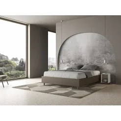 Ityhome Lit sommier sans sommier capitonné 160x190 simili cuir cappuccino Azelia