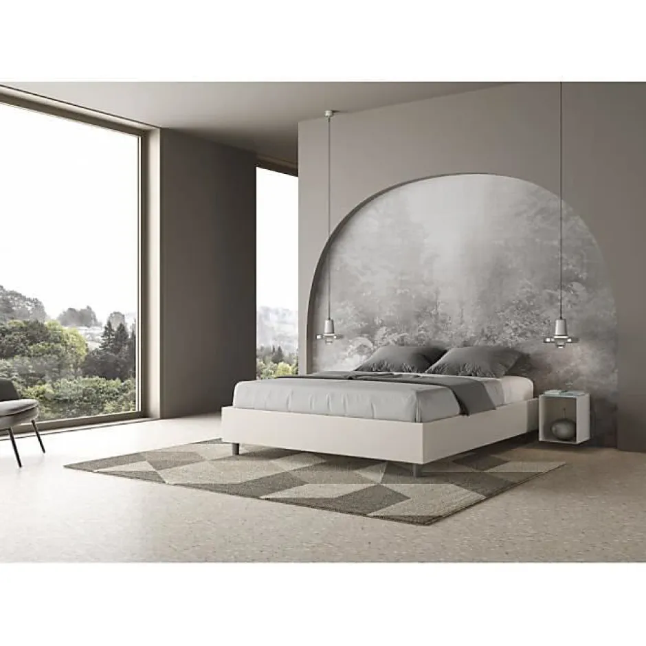 Ityhome Lit Sommier sans sommier capitonné 160x200 simili cuir Azelia blanc Outlet
