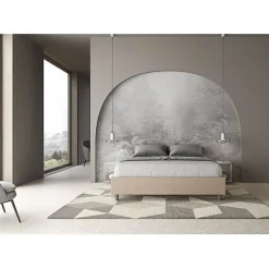 Ityhome Lit Sommier sans sommier capitonné 160x200 Azelia simili cuir gris tourterelle Hot