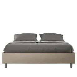 Ityhome Lit Sommier sans sommier capitonné 160x200 Azelia simili cuir gris tourterelle Hot