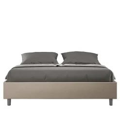 Ityhome Lit Sommier sans sommier capitonné 160x200 Azelia simili cuir gris tourterelle Hot