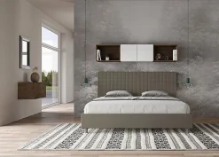 Ityhome Lit Sunny cappuccino en similicuir avec sommier tapissé 200x210