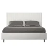 Ityhome Lit Sunny en simili cuir blanc avec sommier tapissé 160x200