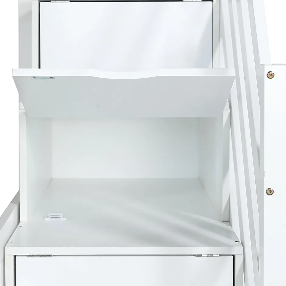 Enfant Fortuna lai Lit superposé avec échelle, toboggan, fenêtres, sécurité, cadre bois, blanc, 90x200cm