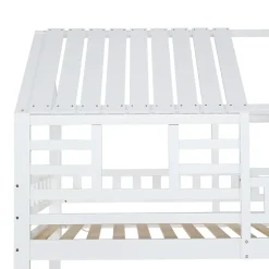 Enfant Fortuna lai Lit superposé avec échelle, toboggan, fenêtres, sécurité, cadre bois, blanc, 90x200cm