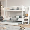 Enfant Fortuna lai Lit superposé avec lit roulant, sécurité, échelle, cadre bois, 90x200,190cm, blanc