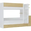 Enfant Vente-unique Lit superposé avec tiroir lit gigogne et 2 bureaux 3 x 90 x 190 cm - Coloris : Blanc et naturel - DOMATI