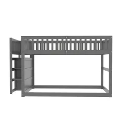 ProximaX Lit superposé bas Lit enfant 140 x 200 cm en bois avec compartiments de rangement ouverts et clôture, gris Sale