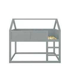 Enfant Aapaas Lit superposé bas 90x200 cm en bois massif avec échelle pour enfant coloris gris