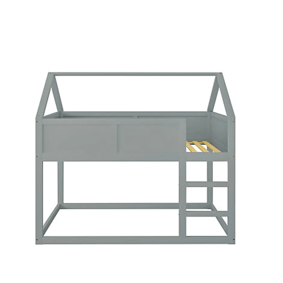 Enfant Aapaas Lit superposé bas 90x200 cm en bois massif avec échelle pour enfant coloris gris
