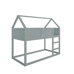 Enfant Aapaas Lit superposé bas 90x200 cm en bois massif avec échelle pour enfant coloris gris
